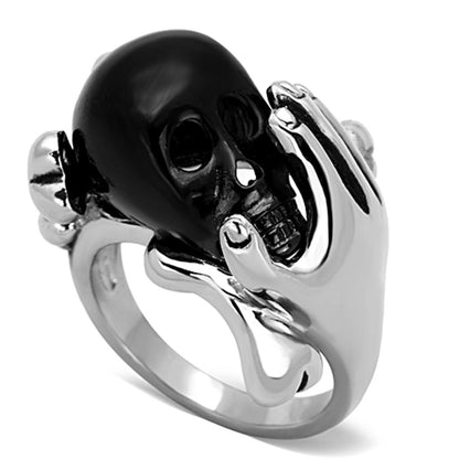MATK1206 - Two-Tone IP Black Stainless Steel Ring with Epoxy  in Jet
