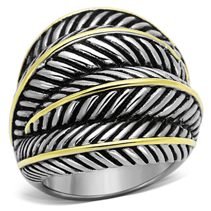 MATK1209 - Two-Tone IP Gold (Ion Plating) Stainless Steel Ring with Epoxy  in Jet