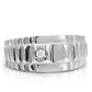 MATK120 - High polished (no plating) Stainless Steel Ring with AAA Grade CZ  in Clear