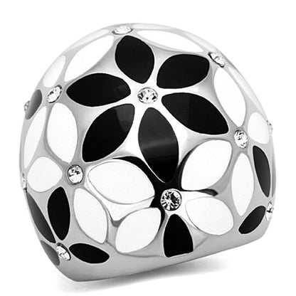 MATK1210 - High polished (no plating) Stainless Steel Ring with Top Grade Crystal  in Clear