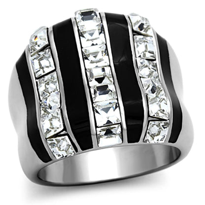 MATK1213 - High polished (no plating) Stainless Steel Ring with Top Grade Crystal  in Clear