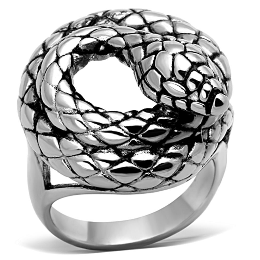 MATK1214 - High polished (no plating) Stainless Steel Ring with Epoxy  in Jet