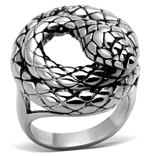 MATK1214 - High polished (no plating) Stainless Steel Ring with Epoxy  in Jet