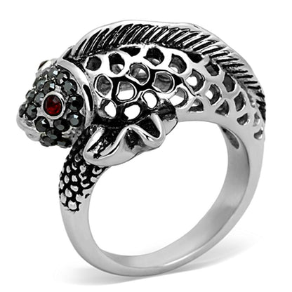 MATK1215 - High polished (no plating) Stainless Steel Ring with Top Grade Crystal  in Siam