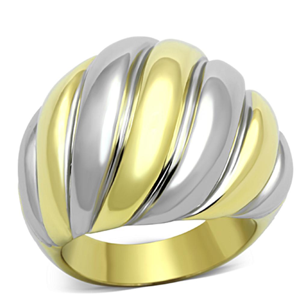 MATK1219 - Two-Tone IP Gold (Ion Plating) Stainless Steel Ring with No Stone