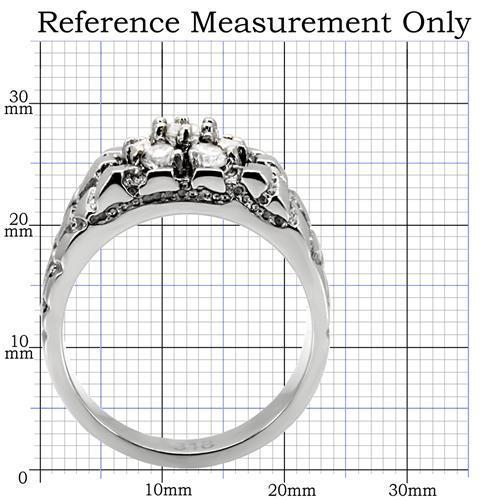 MATK121 - High polished (no plating) Stainless Steel Ring with AAA Grade CZ  in Clear