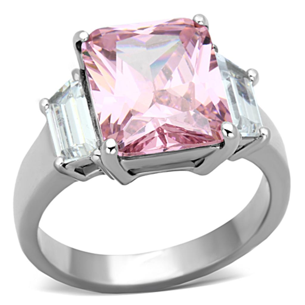 MATK1224 - High polished (no plating) Stainless Steel Ring with AAA Grade CZ  in Rose