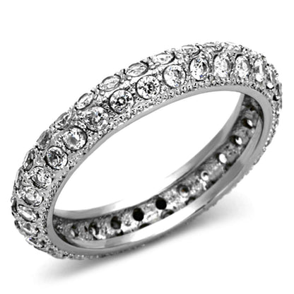 MATK1225 - High polished (no plating) Stainless Steel Ring with AAA Grade CZ  in Clear