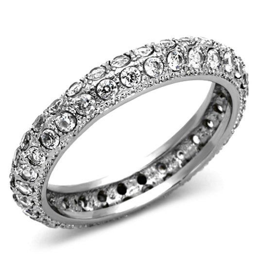 MATK1225 - High polished (no plating) Stainless Steel Ring with AAA Grade CZ  in Clear