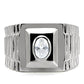 MATK122 - High polished (no plating) Stainless Steel Ring with AAA Grade CZ  in Clear