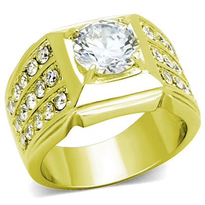 MATK1233G IP Gold(Ion Plating) Stainless Steel Ring with AAA Grade CZ in Clear