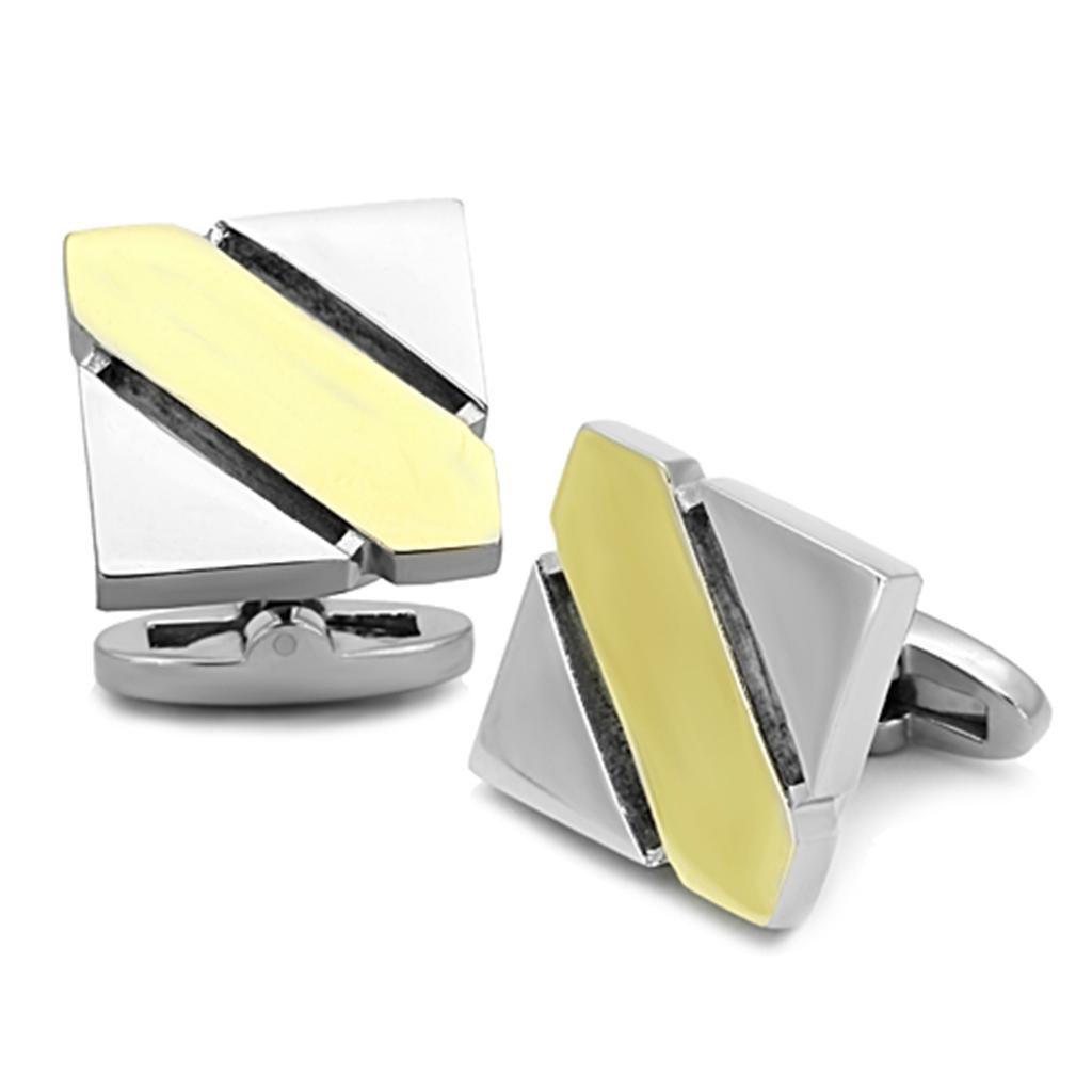 MATK1249 - Two-Tone IP Gold (Ion Plating) Stainless Steel Cufflink with No Stone