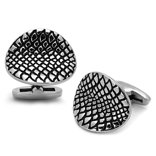 MATK1258 - High polished (no plating) Stainless Steel Cufflink with Epoxy  in Jet