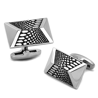 MATK1259 - High polished (no plating) Stainless Steel Cufflink with Epoxy  in Jet