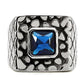 MATK128 - High polished (no plating) Stainless Steel Ring with Synthetic Synthetic Glass in Montana