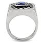 MATK128 - High polished (no plating) Stainless Steel Ring with Synthetic Synthetic Glass in Montana