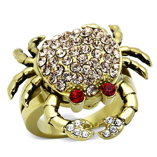 MATK1290 - IP Gold(Ion Plating) Stainless Steel Ring with Top Grade Crystal  in Multi Color