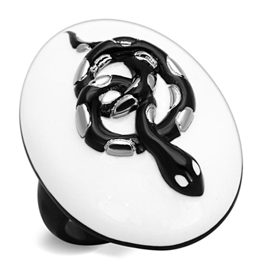 MATK1295 - Two-Tone IP Black Stainless Steel Ring with Epoxy  in White