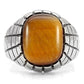 MATK129 - High polished (no plating) Stainless Steel Ring with Synthetic Tiger Eye in Topaz