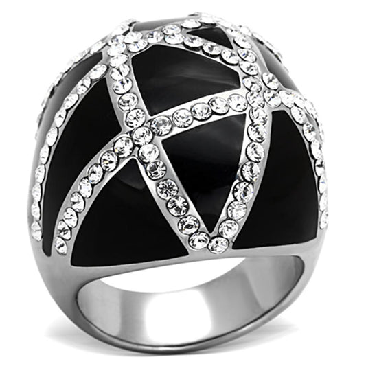 MATK1306 - High polished (no plating) Stainless Steel Ring with Top Grade Crystal  in Clear