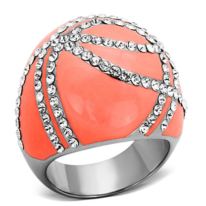 MATK1307 - High polished (no plating) Stainless Steel Ring with Top Grade Crystal  in Clear