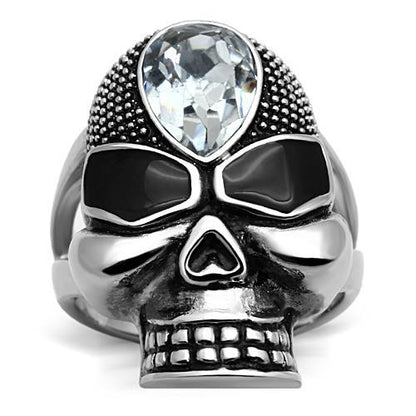 MATK1313 - High polished (no plating) Stainless Steel Ring with Top Grade Crystal  in Clear