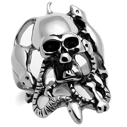 MATK1315 - High polished (no plating) Stainless Steel Ring with Epoxy  in Jet
