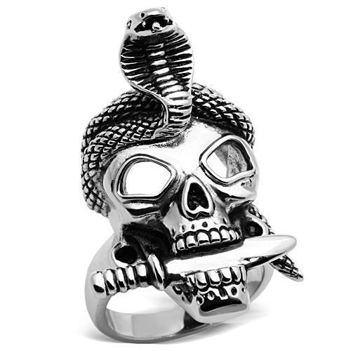 MATK1316 - High polished (no plating) Stainless Steel Ring with Epoxy  in Jet