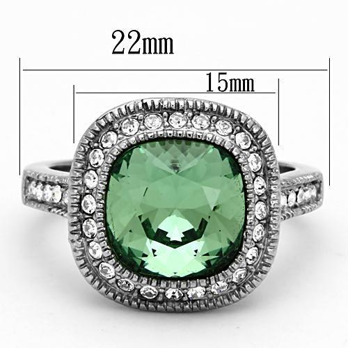 MATK1317 - High polished (no plating) Stainless Steel Ring with Top Grade Crystal  in Emerald