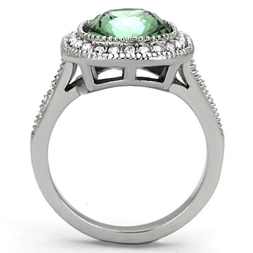 MATK1317 - High polished (no plating) Stainless Steel Ring with Top Grade Crystal  in Emerald