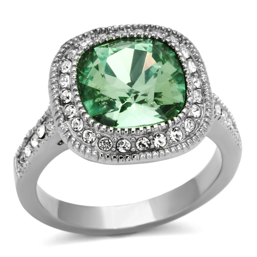 MATK1317 - High polished (no plating) Stainless Steel Ring with Top Grade Crystal  in Emerald