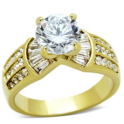 MATK1323 - IP Gold(Ion Plating) Stainless Steel Ring with AAA Grade CZ  in Clear