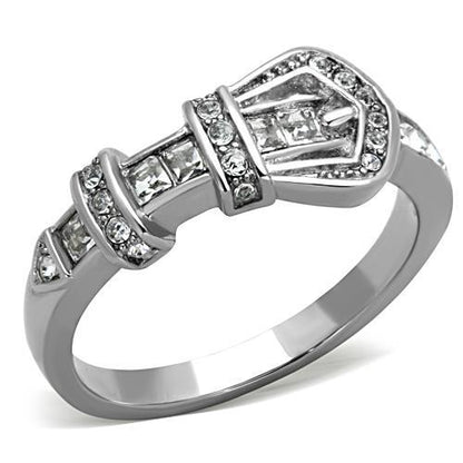 MATK1334 - High polished (no plating) Stainless Steel Ring with Top Grade Crystal  in Clear
