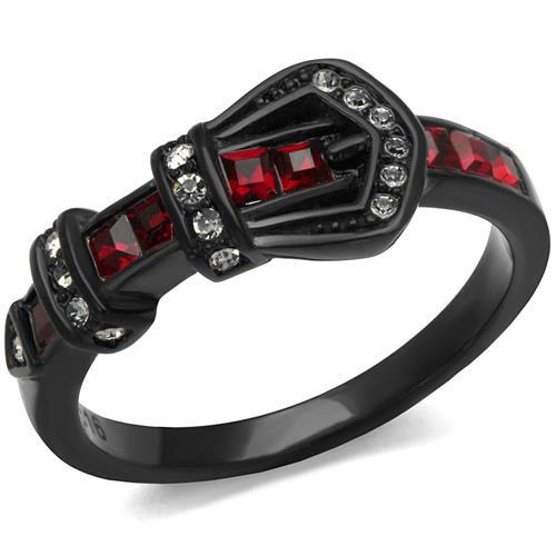 MATK1334J - IP Black(Ion Plating) Stainless Steel Ring with Top Grade Crystal  in Multi Color