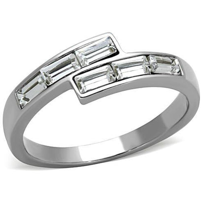 MATK1335 - High polished (no plating) Stainless Steel Ring with Top Grade Crystal  in Clear