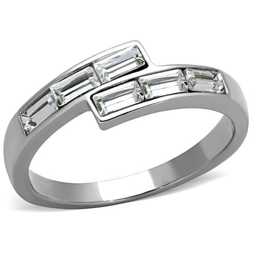 MATK1335 - High polished (no plating) Stainless Steel Ring with Top Grade Crystal  in Clear