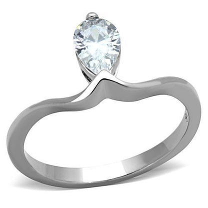 MATK1336 - High polished (no plating) Stainless Steel Ring with AAA Grade CZ  in Clear