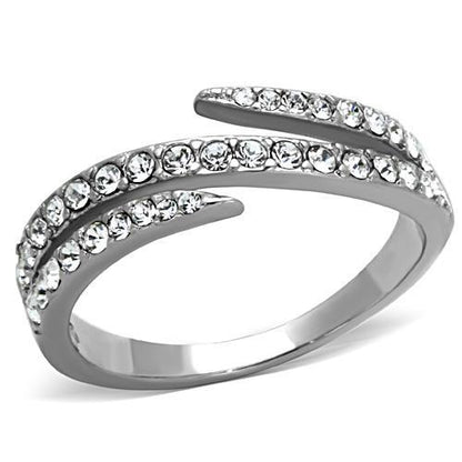 MATK1338 - High polished (no plating) Stainless Steel Ring with Top Grade Crystal  in Clear