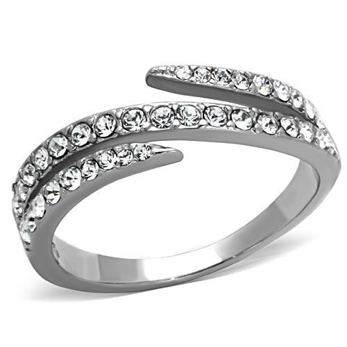 MATK1338 - High polished (no plating) Stainless Steel Ring with Top Grade Crystal  in Clear