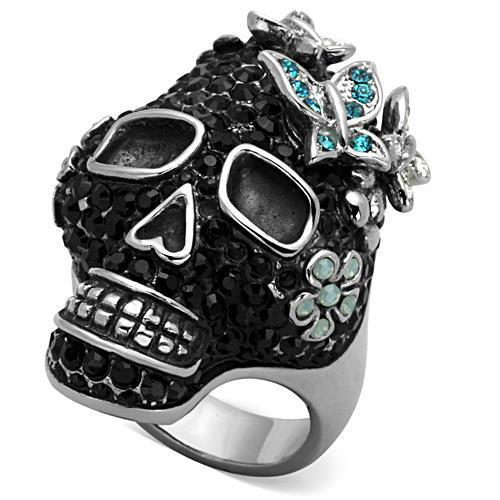 MATK1342 - High polished (no plating) Stainless Steel Ring with Top Grade Crystal  in Multi Color