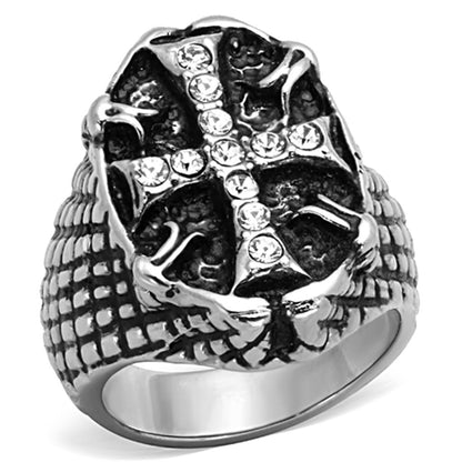 MATK1351 - High polished (no plating) Stainless Steel Ring with Top Grade Crystal  in Clear