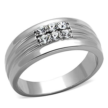MATK1357 - High polished (no plating) Stainless Steel Ring with Top Grade Crystal  in Clear