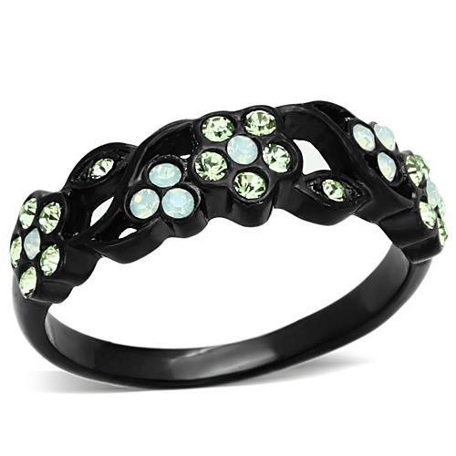 MATK1360 - IP Black(Ion Plating) Stainless Steel Ring with Top Grade Crystal  in Multi Color