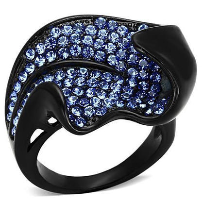 MATK1362 - IP Black(Ion Plating) Stainless Steel Ring with Top Grade Crystal  in Sapphire