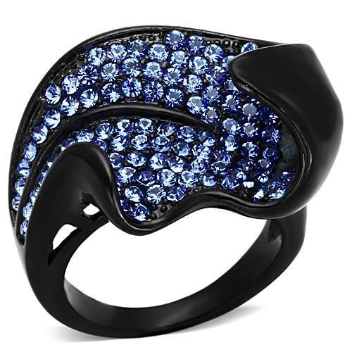 MATK1362 - IP Black(Ion Plating) Stainless Steel Ring with Top Grade Crystal  in Sapphire