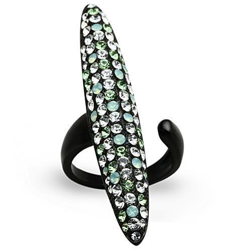 MATK1365 - IP Black(Ion Plating) Stainless Steel Ring with Top Grade Crystal  in Multi Color