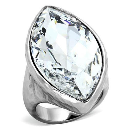 MATK1368 - IP rhodium (PVD) Stainless Steel Ring with Top Grade Crystal  in Clear