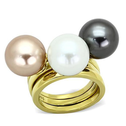 MATK1370 - IP Gold(Ion Plating) Stainless Steel Ring with Synthetic Pearl in Multi Color