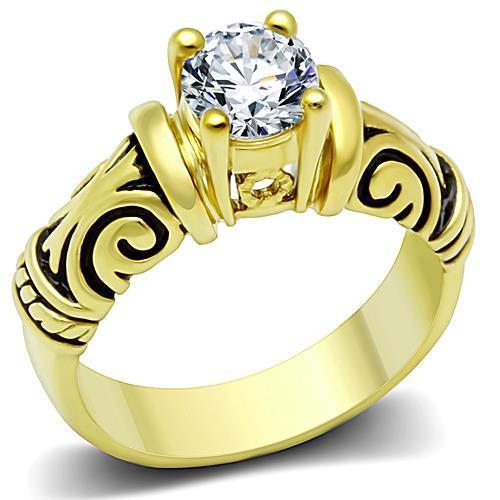 MATK1377 - IP Gold(Ion Plating) Stainless Steel Ring with AAA Grade CZ  in Clear