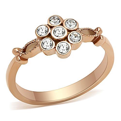 MATK1378 - IP Rose Gold(Ion Plating) Stainless Steel Ring with Top Grade Crystal  in Clear